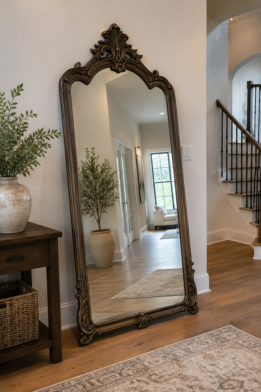 Versailles arched floor mirror in an interior setting