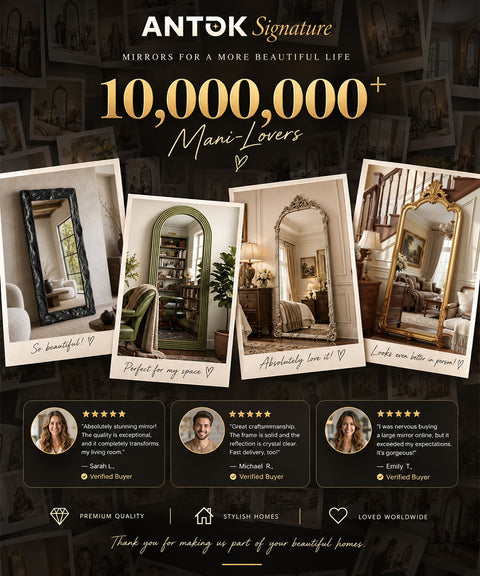 ANTOK Signature promotional collage of mirrors in home interiors