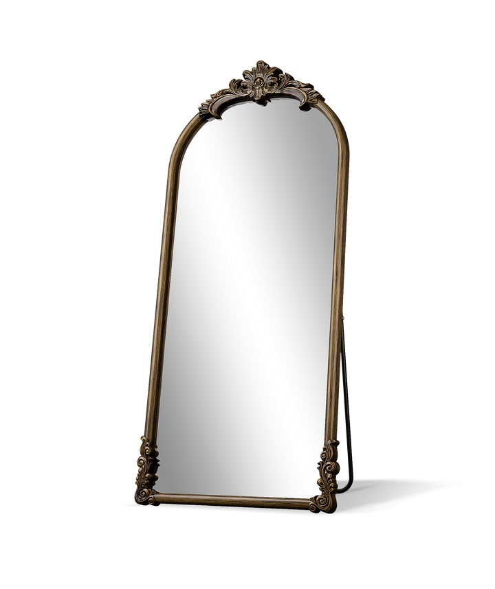Aurelia Ornate Crest Arched Floor Mirror
