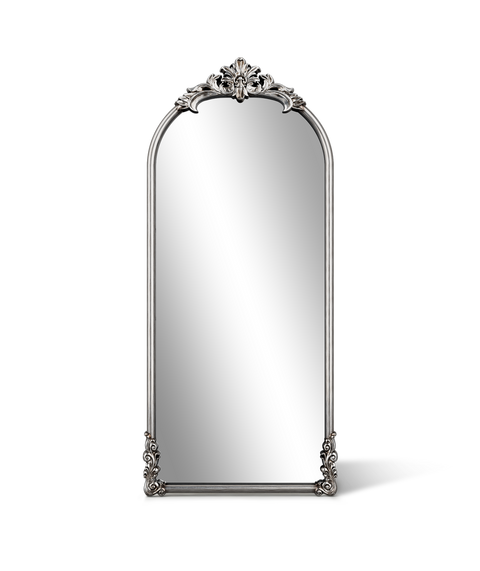 Aurelia Ornate Crest Arched Floor Mirror - Antok Signature