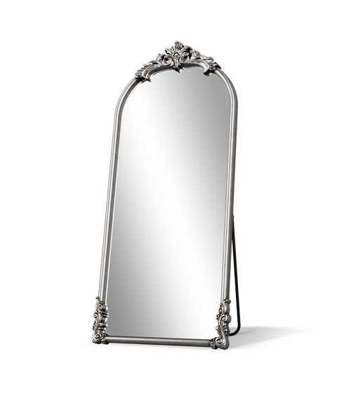 Aurelia Ornate Crest Arched Floor Mirror - Antok Signature