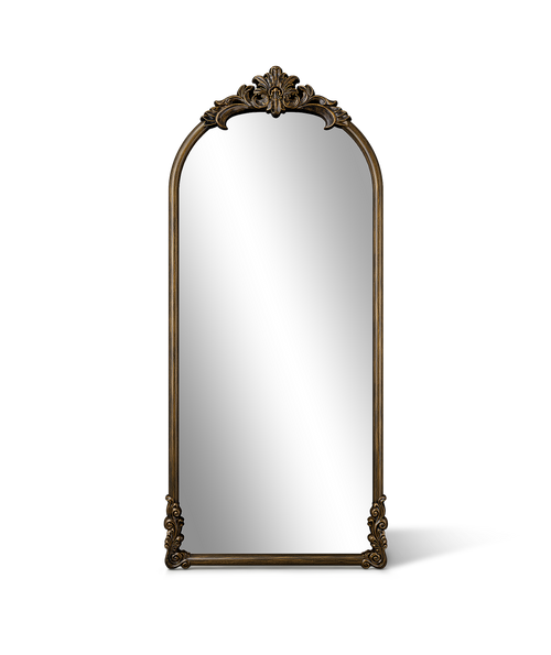 Aurelia Ornate Crest Arched Floor Mirror