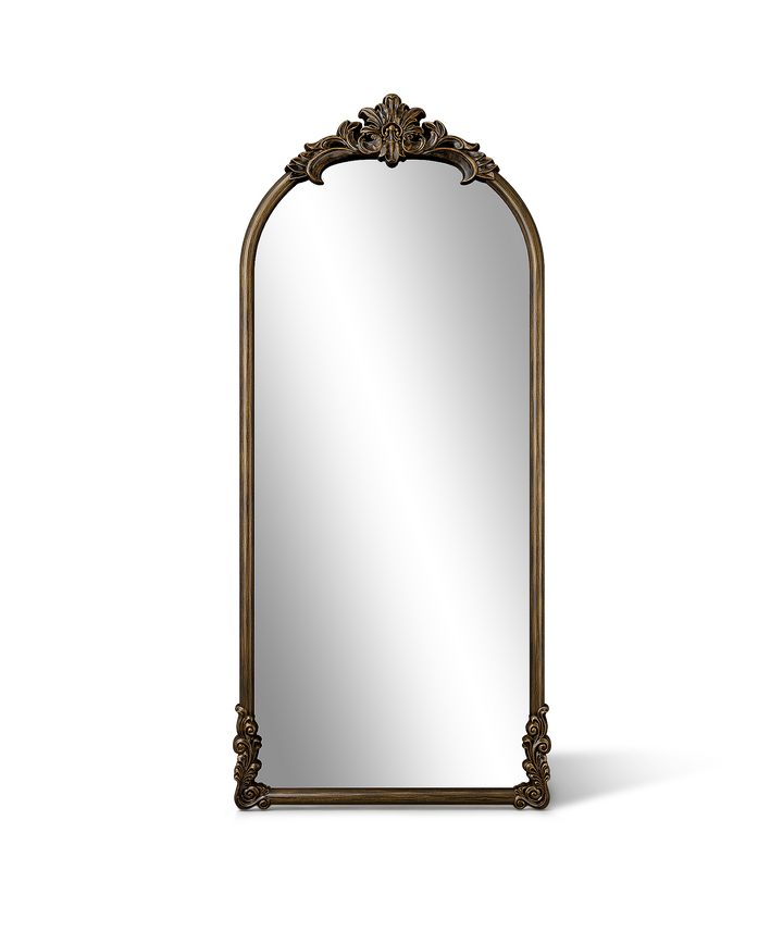 Aurelia Ornate Crest Arched Floor Mirror