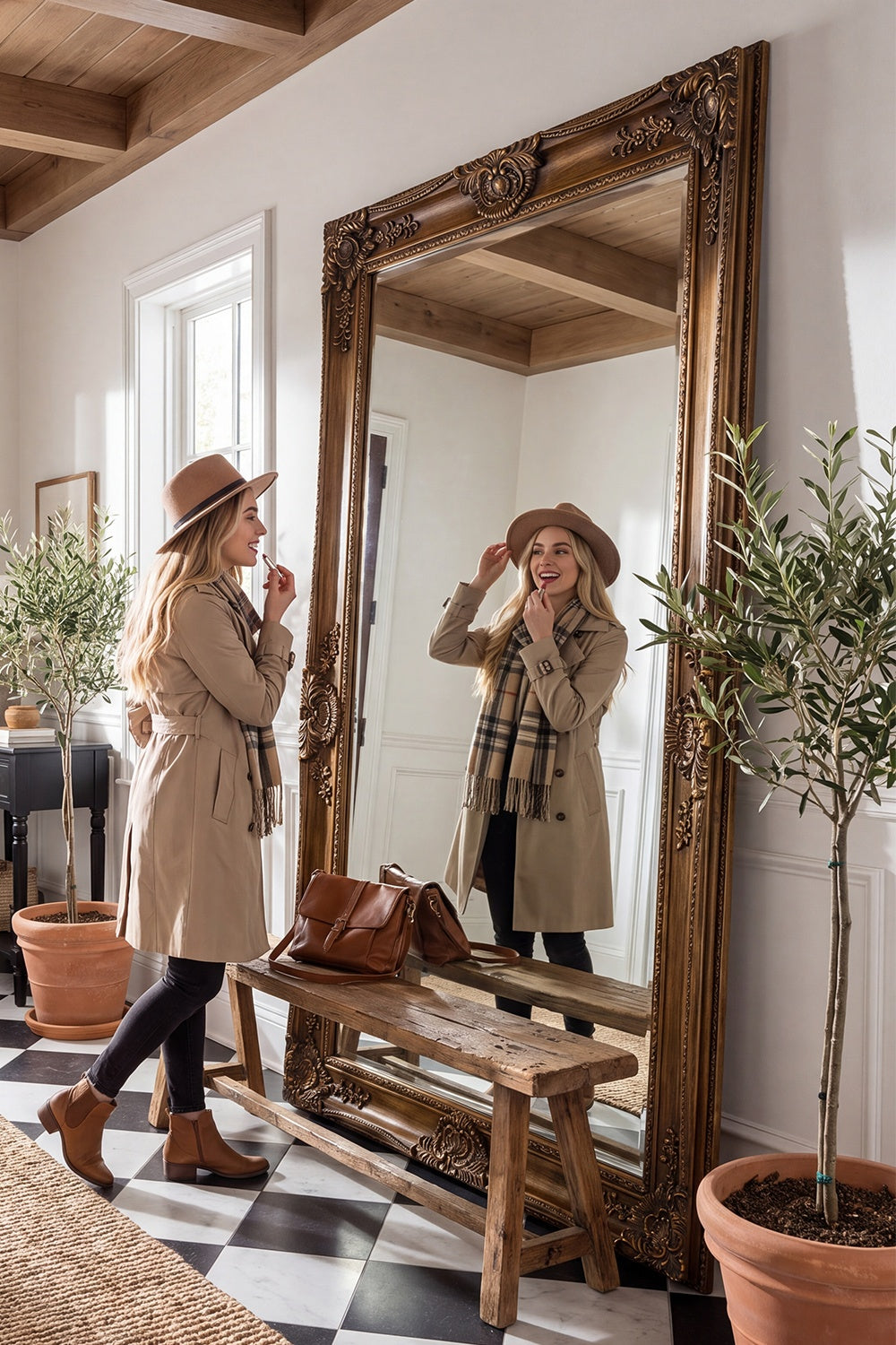 Rustic carved mirror
