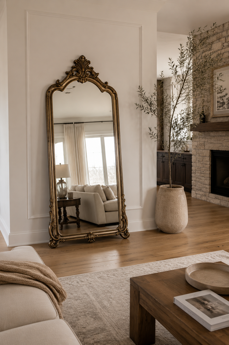 Versailles arched floor mirror in an interior setting