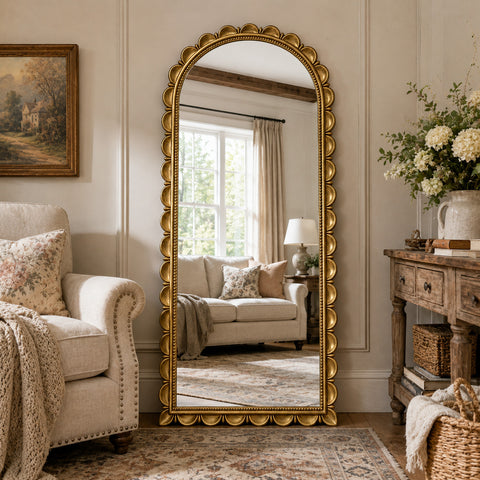 Mary Gold Scalloped Arched Mirror